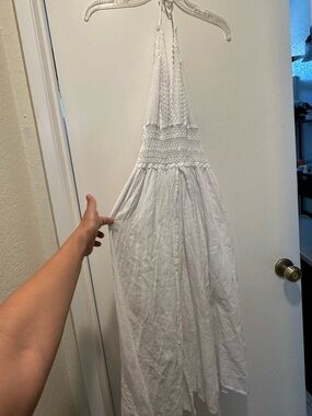 SeaSpice White Crochet Halter Maxi cover up dress size XL